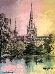 Cathédrale de Lichfield, Staffordshire, c1870