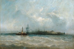 New York depuis le port montrant la Batterie et le Castle Garden, 1858 - Alfred Copestick