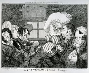 Dover Coach, 5 heures du matin, gravé par George Cruikshank, 1826