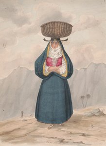Femme paysanne avec panier sur la tête - La Palma, 1828 - Alfred Diston