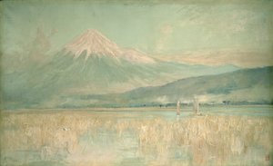 Aube sur la Montagne Sacrée, le Soleil du Fuji à Moitié Caché dans les Nuages, 1889