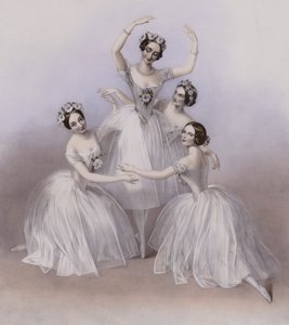Le célèbre Pas de Quatre composé par Jules Perrot, tel que dansé au Théâtre de Sa Majesté - Alfred Edward (after) Chalon