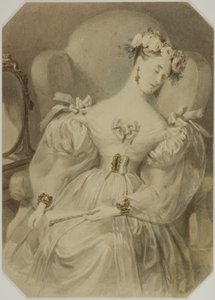 Femme en robe de soirée endormie dans un fauteuil - Alfred Edward Chalon