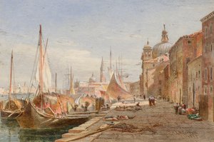 Barges à un quai, Venise - Alfred Edward Goodall
