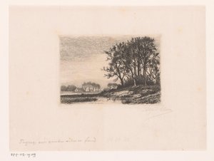 Paysage avec des arbres sur une colline au bord de l