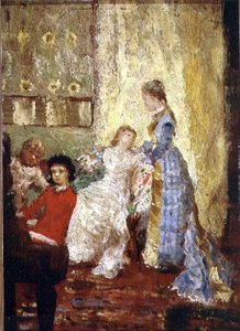Dame en robe bleue ou Le Piano - Alfred George Stevens