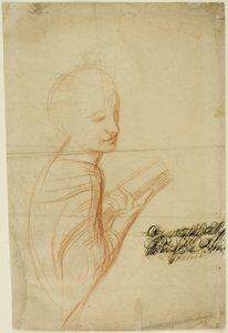 Femme avec un livre (recto) ; Esquisses de figures masculines (verso)