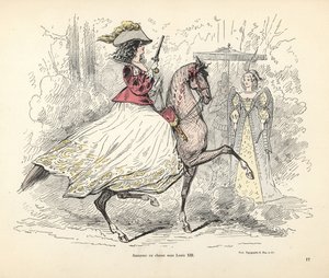 Costume de chasse pour femme, époque du roi Louis XIII de France