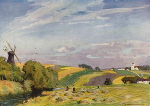 Danemark : Un paysage typique du Danemark, Jutland du Sud - Alfred Heaton Cooper