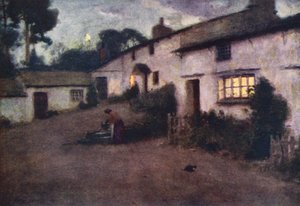 District des Lacs : Clair de lune et lumière de lampe, Coniston - Alfred Heaton Cooper