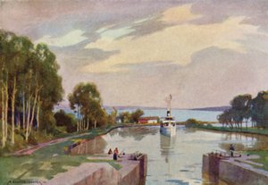 Écluses de Sjotorp, canal de Gota - Alfred Heaton Cooper
