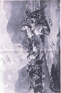 La retraite à Naseby : 14 juin 1645, illustration de British Battles on Land and Sea, 1915 - Alfred Heaton Cooper