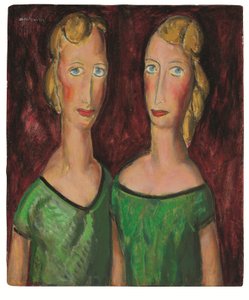 Deux sœurs en vert, vers les années 1920 - Alfred Henry Maurer