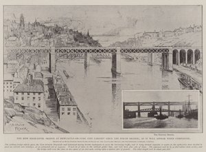 Le nouveau pont à haut niveau à Newcastle-on-Tyne (le plus grand depuis le pont du Forth), tel qu