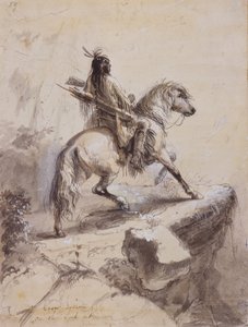 Indien Crow en vigie, vers 1837 - Alfred Jacob Miller