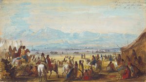 Campement sur la rivière Green au pied des montagnes Rocheuses - Alfred Jacob Miller