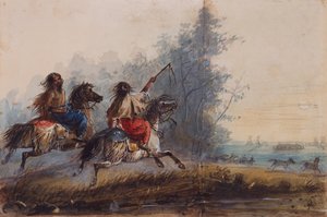 Femmes, tribu des Serpents, conduisant des chevaux, c.1837 - Alfred Jacob Miller