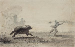 Fontenelle poursuivi par un ours grizzly, c.1837