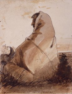 Indien pleurant sur une tombe, marquée par un crâne de bison, c.1837 - Alfred Jacob Miller