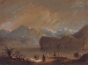 Lac, montagnes Wind River - Alfred Jacob Miller