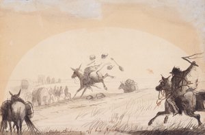 Mule jetant son paquet, c.1837 - Alfred Jacob Miller
