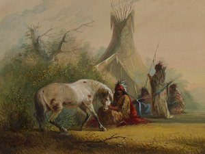 Indien shoshone et son cheval familier - Alfred Jacob Miller