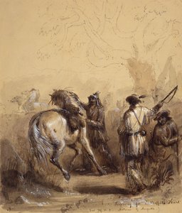 Sir W.D.S., Antoine et Auguste ou Préparation pour une chasse au bison, vers 1837 - Alfred Jacob Miller