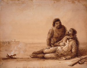 Trappeurs sans munitions et en état de famine près de Independence Rock, vers 1850 - Alfred Jacob Miller