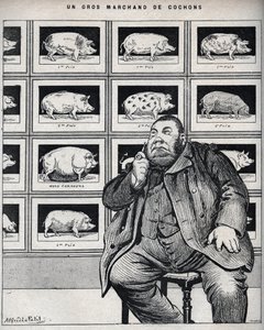 Un grand marchand de porcs - Caricature dans "Le Cochon, souvenirs de Normandie" 1898