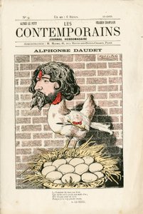 Couverture de "Les Contemporains", numéro 9, Satirique en Couleurs : Alphonse Daudet - Littérature - Houle, Daudet Alphonse - Illustration de Alfred Le Pepetit (1841-1909) - Alfred Le Petit