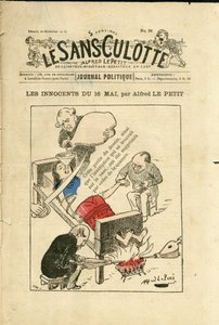 Illustration par Alfred Le Petity (1841-1909) pour la couverture de Le Sans-Panlotte, vers 1879 - Les Innocents du 16 mai - Censure, 16 mai - Alfred Le Petit