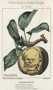 La Pomme: caricature de Pouyer-Quertier - ill. du 28/02/1871 dans "Fleurs, Fruits et Légumes du Jour" - Alfred Le Petit