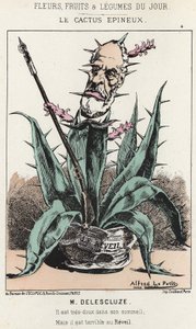 Le Cactus Spineux: Caricature de Louis Charles Delescluze (1809 - 1871) - ill. du 16/01/1871 dans "Fleurs, Fruits et Légumes du Jour" - Alfred Le Petit