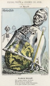 Le Melon: caricature de Louis Veuillot - ill. du 10/03/1871 dans "Fleurs, Fruits et Légumes du Jour" - Alfred Le Petit
