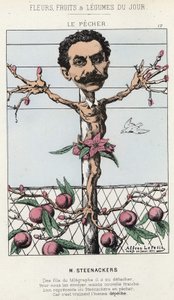 Le Pêcher: Caricature de Steenackers - ill. du 30/01/1871 dans "Fleurs, Fruits et Légumes du Jour" - Alfred Le Petit