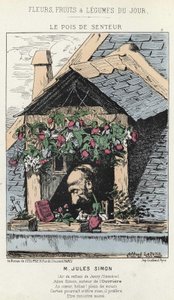 Le Pays de la Fragrance : caricature de Jules Simon (1814 - 1896) - ill. du 12/01/187 dans « Fleurs, Fruits et Légumes du Jour »