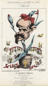 Le Œillet : Caricature sur le général Louis Jules Trochu (1815 - 1896) - ill. du 11/01/1871 dans « Fleurs, Fruits et Légumes du Jour » - Alfred Le Petit