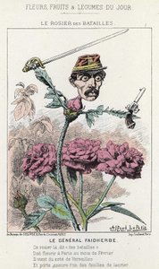 Le Rosier des Batailles : caricature sur le général Faidherbes - ill. du 20/01/1871 dans « Fleurs, Fruits et Légumes du Jour » - Alfred Le Petit