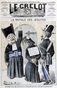 La morale des Jésuites « Courage ! Mon fils, là-haut il y a des petits garçons, mais des gendarmes ! », mai 1883 (gravure) - Alfred Le Petit