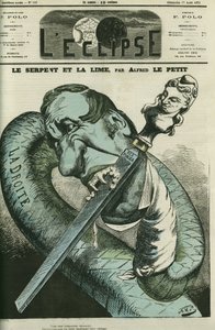 Le serpent et la lime, le serpent de droite lime ses dents sur la République. Couverture de « L
