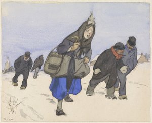 Réfugiés de guerre dans la neige - Alfred Ost