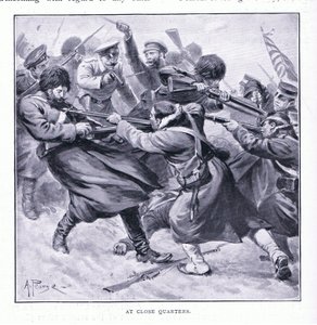 Au corps à corps, illustration de Cassells History of the Russo-Japanese War Vol 1, vers 1900 - Alfred Pearse
