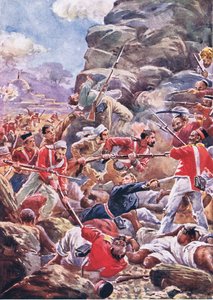 Le siège de Delhi : Assaut de la brèche, illustration de British Battles on Land and Sea, 1915