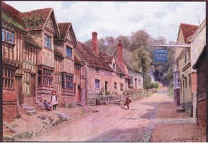Maisons autrefois occupées par des tisserands, Kersey, Suffolk, de The Cottages and the Village Life of Rural England publié par Dent & Sons Limited - Alfred Robert Quinton