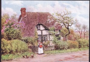 Lilac et fleurs de pommier, Harvington, Worcester, de The Cottages and the Village Life of Rural England publié par Dent & Sons Limited, 1912
