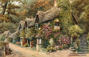 Cottages au toit de chaume, Blackpool Sands, S Devon