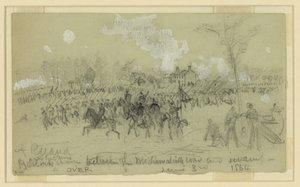 Charge de Barlow et Gibbons entre la route de Mechanicsville et le marais - Alfred Rudolph Waud
