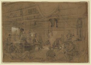 Skedaddlers Hall, Harrisons Landing - Alfred Rudolph Waud