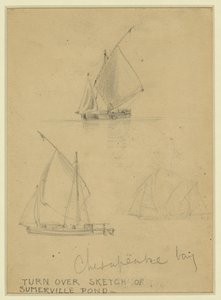 Trois voiliers sur la baie de Chesapeake - Alfred Rudolph Waud