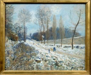 La côte du Coeur-Volant à Marly sous la neige - Alfred Sisley